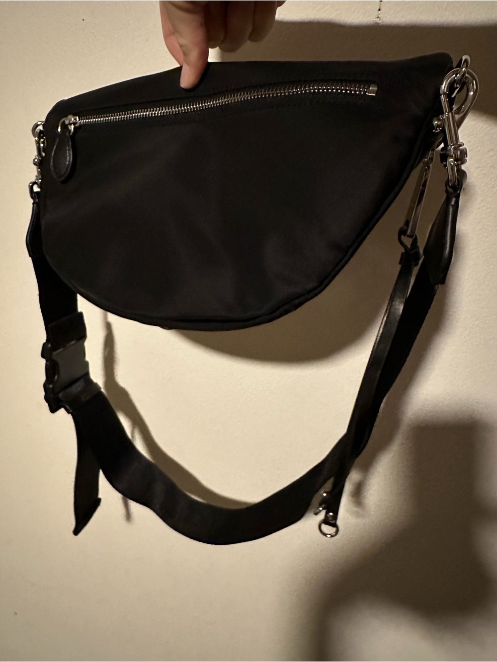 Rebecca Minkoff Black Crossbody Belt Bag with Silver Hardware - Picture 3 of 6